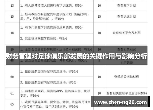 财务管理对足球俱乐部发展的关键作用与影响分析 财务管理对足球俱乐部发展的关键作用与影响分析