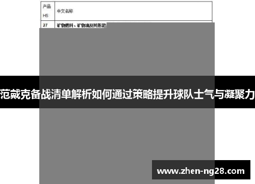 范戴克备战清单解析如何通过策略提升球队士气与凝聚力